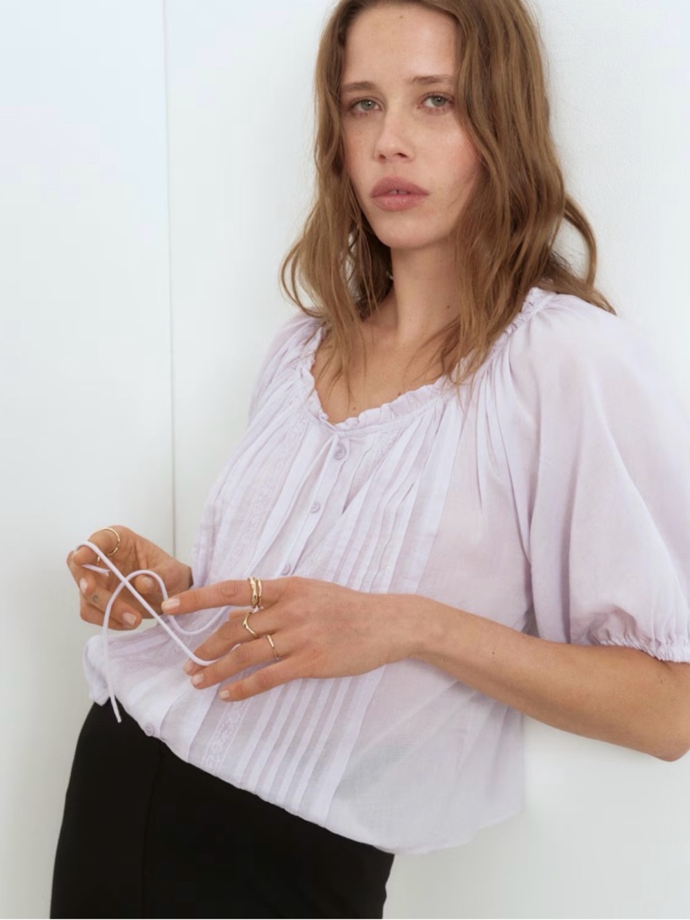 H&M BLOUSE WITH PINTUCKS